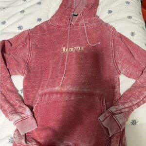 Indiana Embroidered Washed red hoodie